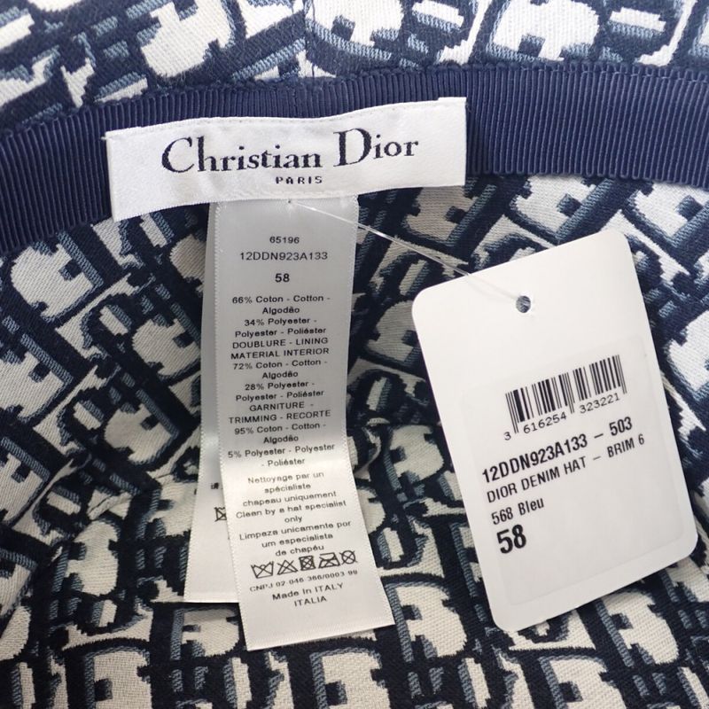 Christian DIOR Denim Bob Hat Bucket 58 12ddn923a133 Hat Cotton Polyester Navy