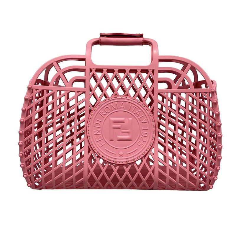 Fendi Tote Bag Basket Medium 8bh389 Pink Basket Bag Leather