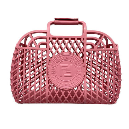 Fendi Tote Bag Basket Medium 8bh389 Pink Basket Bag Leather