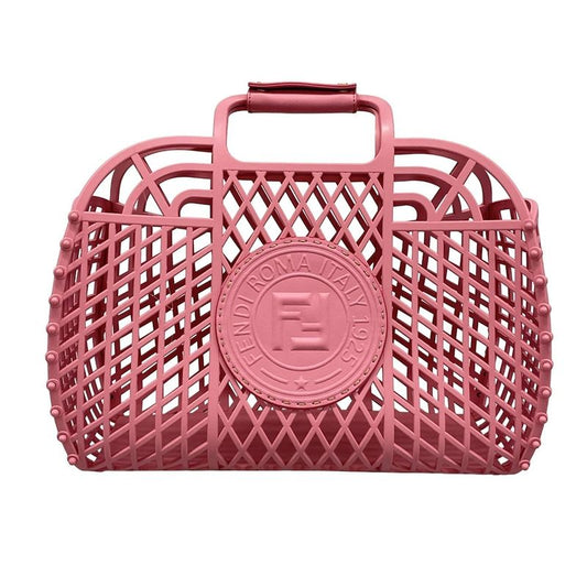 Fendi Tote Bag Basket Medium 8bh389 Pink Basket Bag Leather
