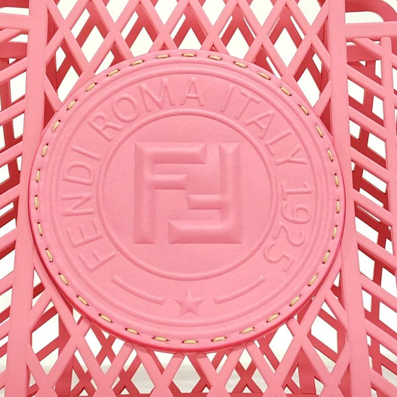 Fendi Tote Bag Basket Medium 8bh389 Pink Basket Bag Leather