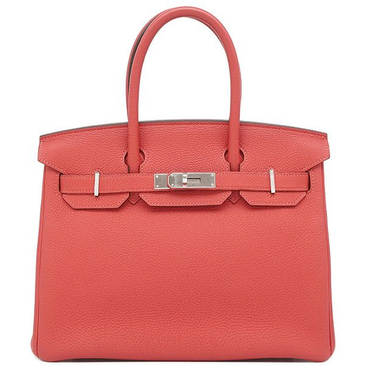 Hermes Handbag Birkin 30 Togo Rose Jaipur Silver Hardware Pink Engraved R