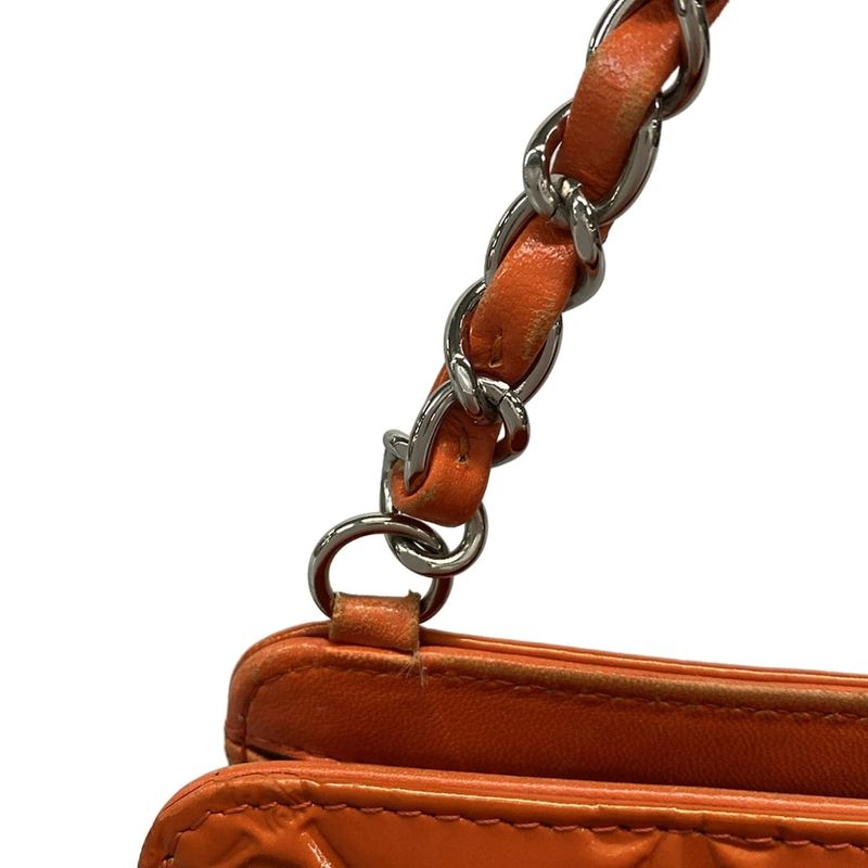 Chanel Handbag Icon A37156 Orange Chain Handle/silver Hardware Leather