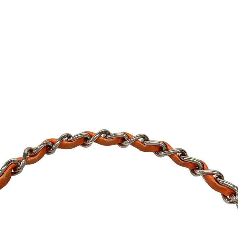 Chanel Handbag Icon A37156 Orange Chain Handle/silver Hardware Leather