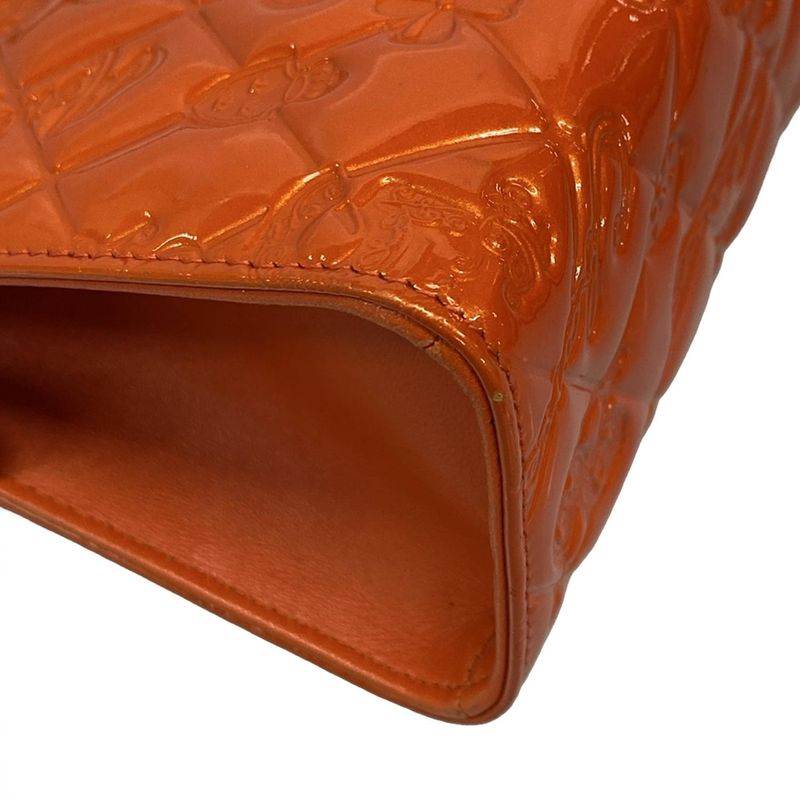 Chanel Handbag Icon A37156 Orange Chain Handle/silver Hardware Leather