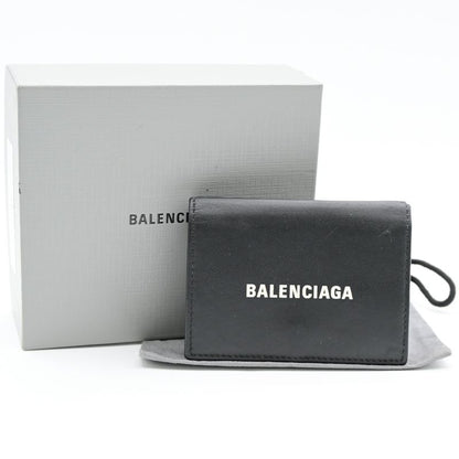 Balenciaga Trifold Wallet Mini Compact Wallet Black Leather 64bs001