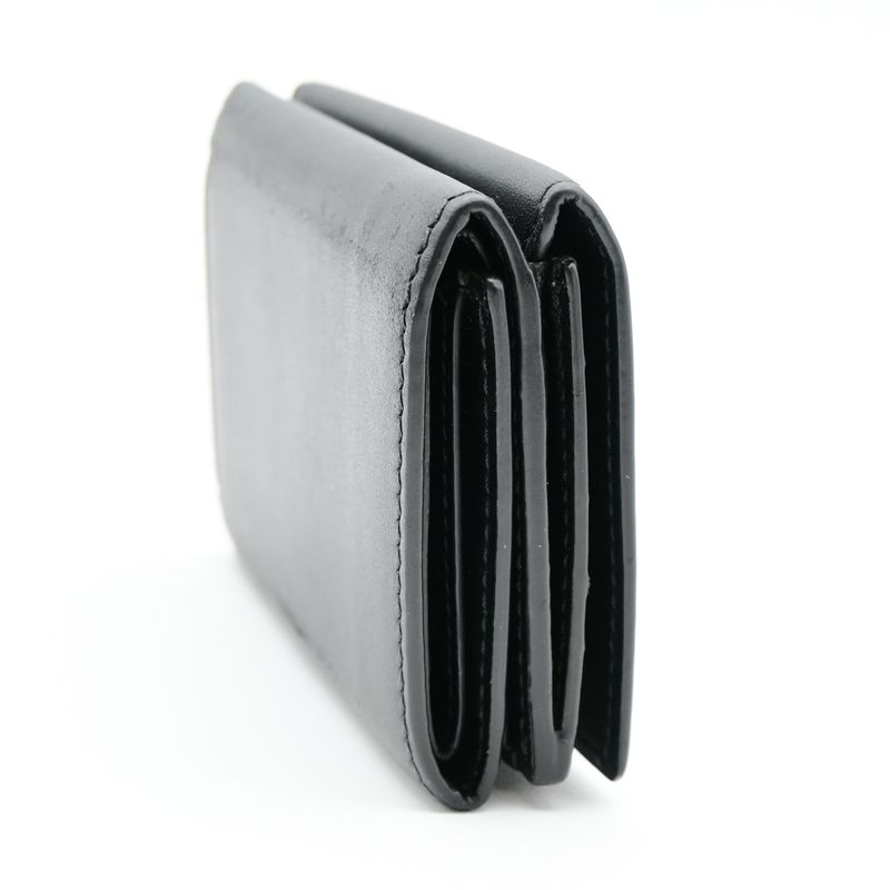 Balenciaga Trifold Wallet Mini Compact Wallet Black Leather 64bs001