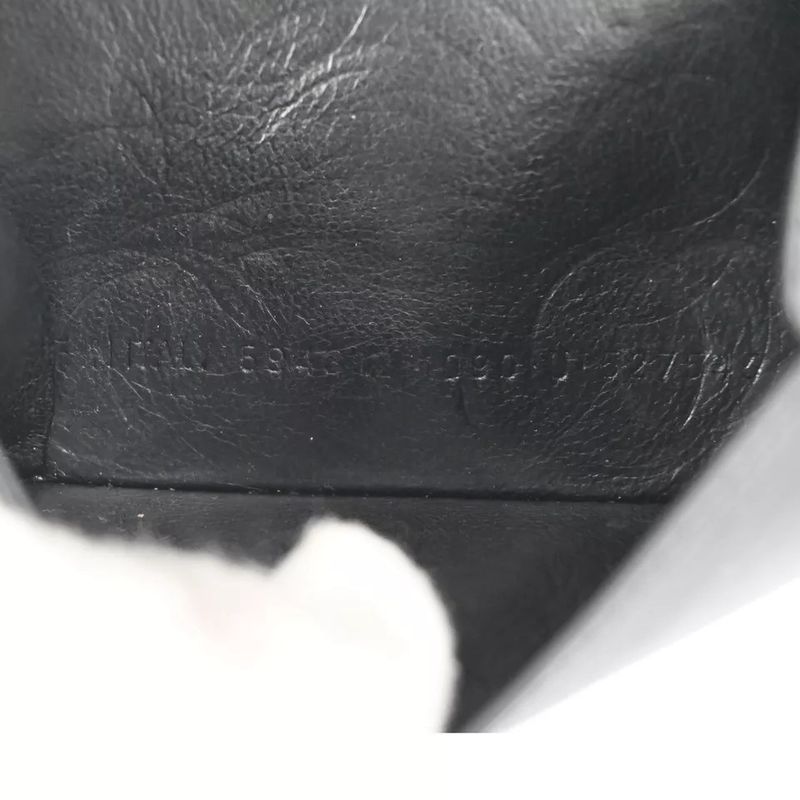 Balenciaga Trifold Wallet Mini Compact Wallet Black Leather 64bs001