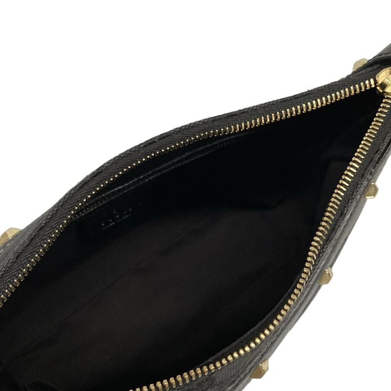 Gucci Handbag Bamboo/gg Pattern 137378 Black Studded