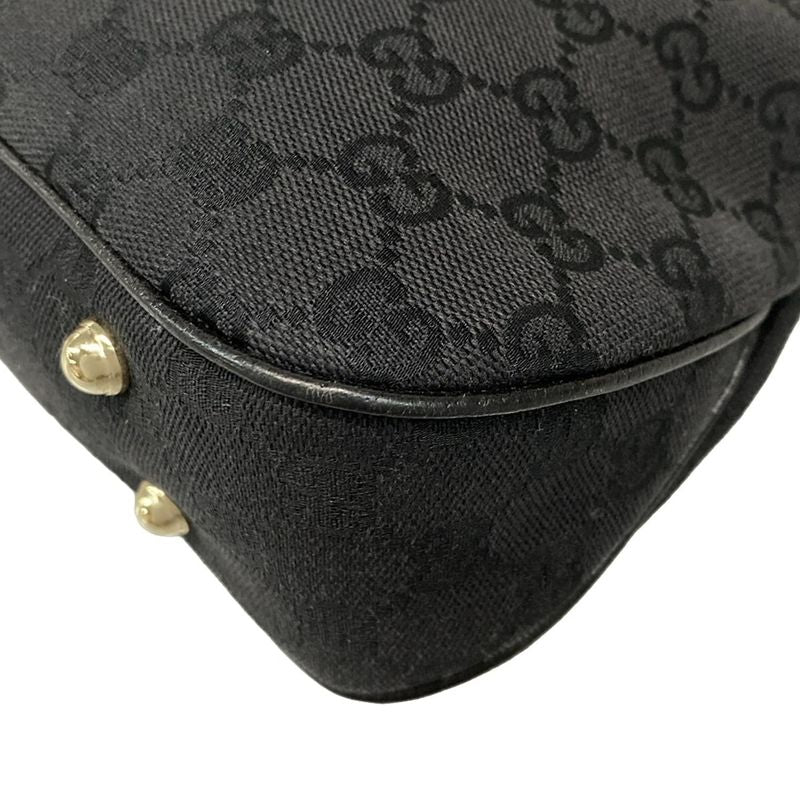 Gucci Handbag Bamboo/gg Pattern 137378 Black Studded
