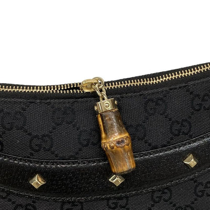 Gucci Handbag Bamboo/gg Pattern 137378 Black Studded