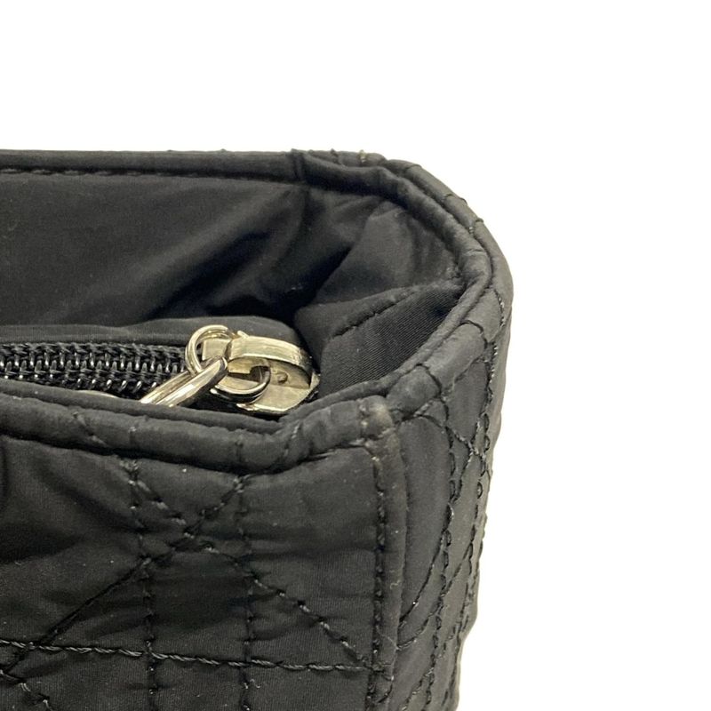 Dior/christian Dior Handbag Lady Dior Large Bag Black Silver Hardware Leather