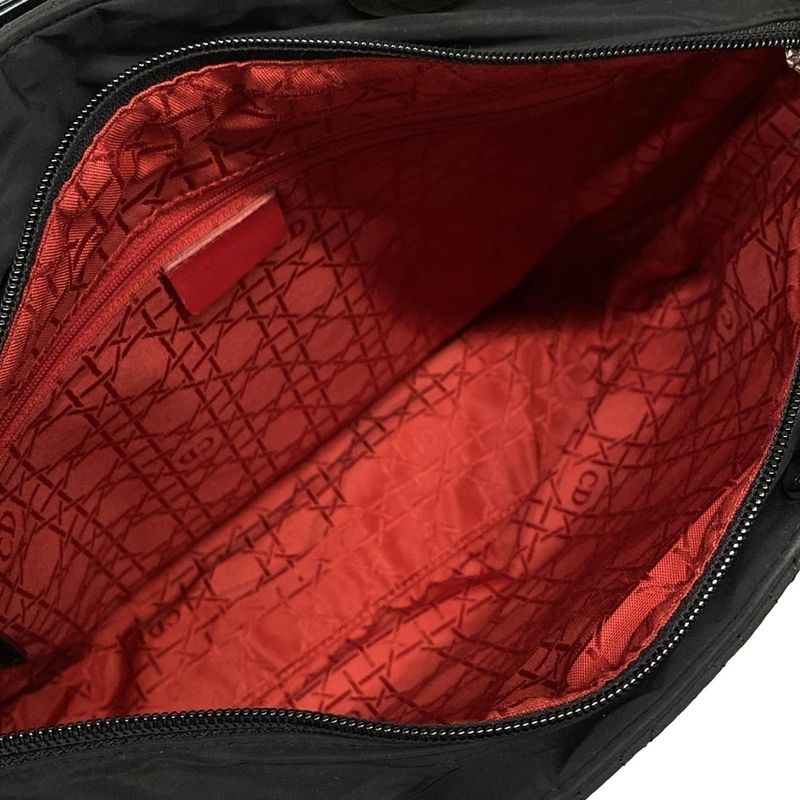 Dior/christian Dior Handbag Lady Dior Large Bag Black Silver Hardware Leather