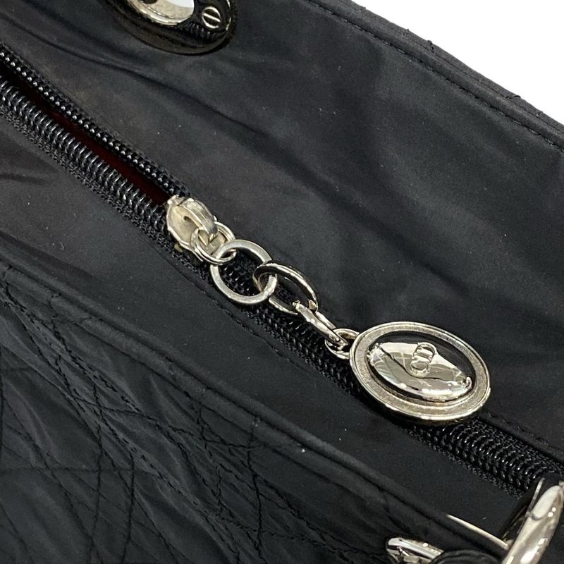 Dior/christian Dior Handbag Lady Dior Large Bag Black Silver Hardware Leather