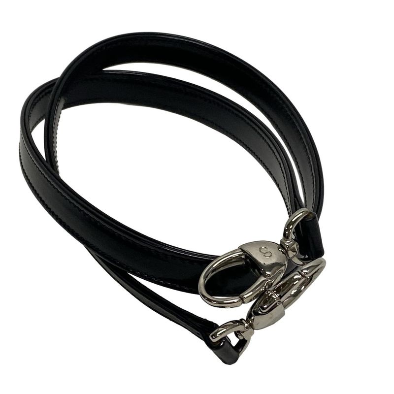 Dior/christian Dior Handbag Lady Dior Large Bag Black Silver Hardware Leather