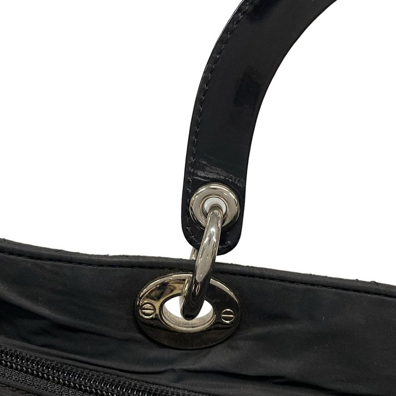 Dior/christian Dior Handbag Lady Dior Large Bag Black Silver Hardware Leather