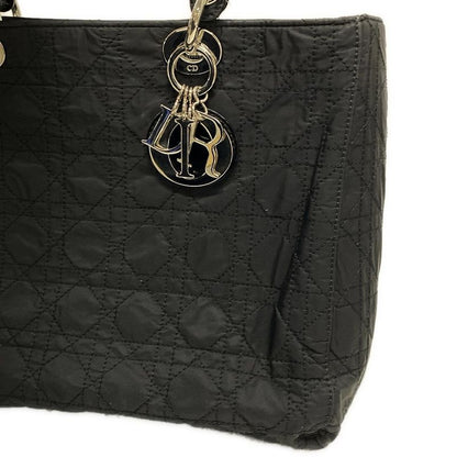 Dior/christian Dior Handbag Lady Dior Large Bag Black Silver Hardware Leather