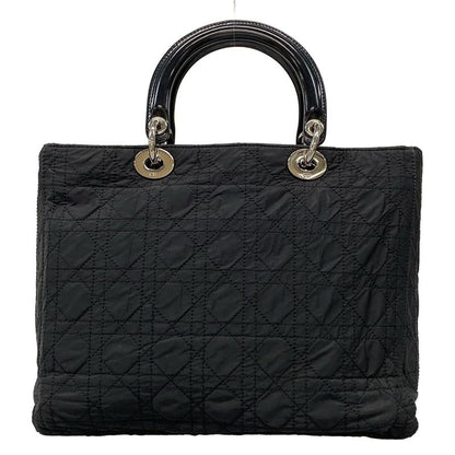 Dior/christian Dior Handbag Lady Dior Large Bag Black Silver Hardware Leather