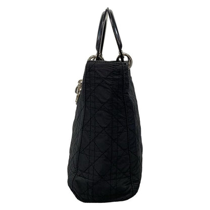 Dior/christian Dior Handbag Lady Dior Large Bag Black Silver Hardware Leather
