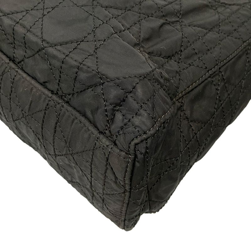 Dior/christian Dior Handbag Lady Dior Large Bag Black Silver Hardware Leather