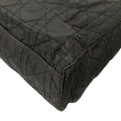 Dior/christian Dior Handbag Lady Dior Large Bag Black Silver Hardware Leather