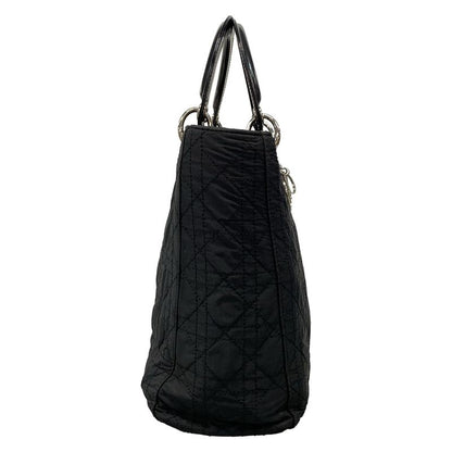 Dior/christian Dior Handbag Lady Dior Large Bag Black Silver Hardware Leather