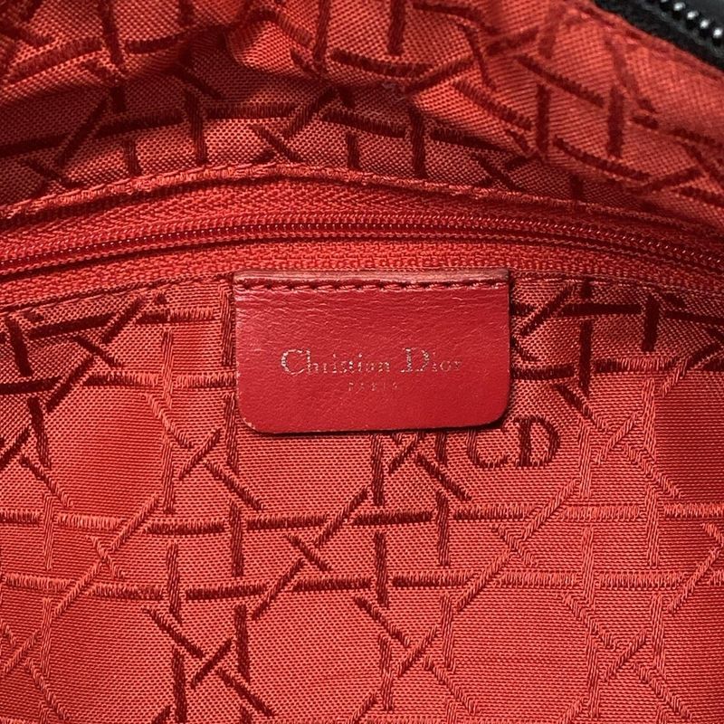 Dior/christian Dior Handbag Lady Dior Large Bag Black Silver Hardware Leather