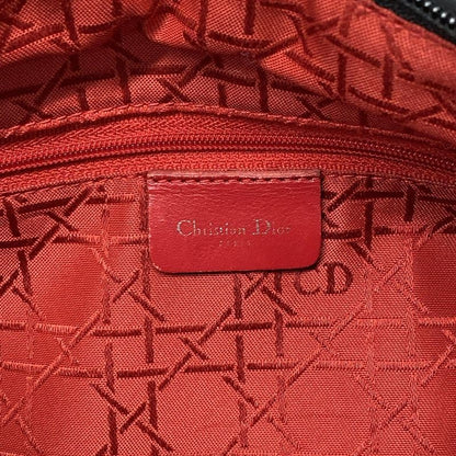 Dior/christian Dior Handbag Lady Dior Large Bag Black Silver Hardware Leather