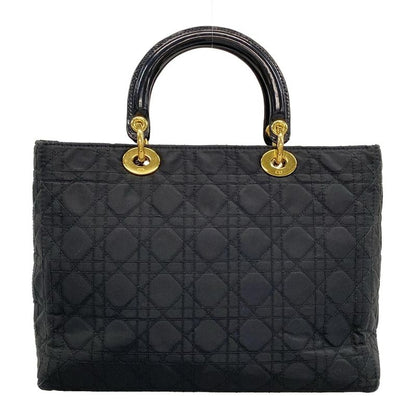 Dior/christian Dior Handbag Lady Dior Large Bag Black Gold Hardware Leather