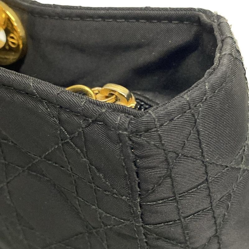 Dior/christian Dior Handbag Lady Dior Large Bag Black Gold Hardware Leather