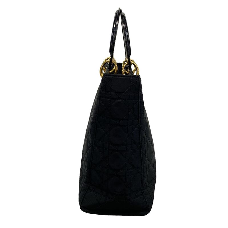 Dior/christian Dior Handbag Lady Dior Large Bag Black Gold Hardware Leather