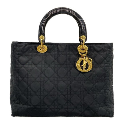 Dior/christian Dior Handbag Lady Dior Large Bag Black Gold Hardware Leather