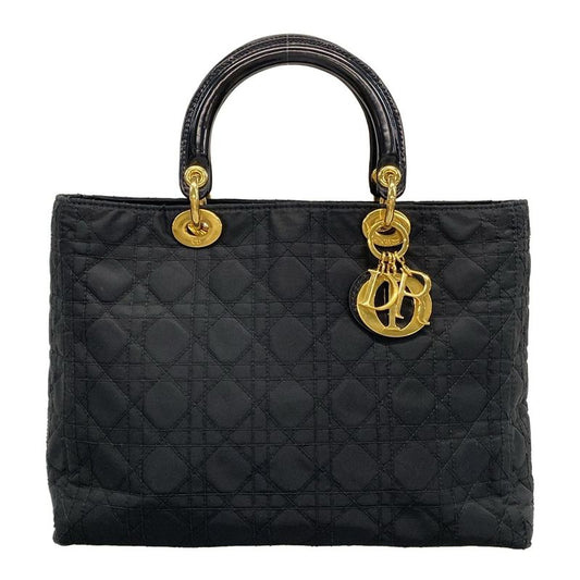 Dior/christian Dior Handbag Lady Dior Large Bag Black Gold Hardware Leather