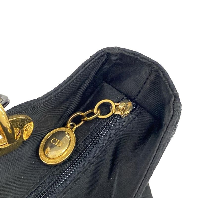 Dior/christian Dior Handbag Lady Dior Large Bag Black Gold Hardware Leather