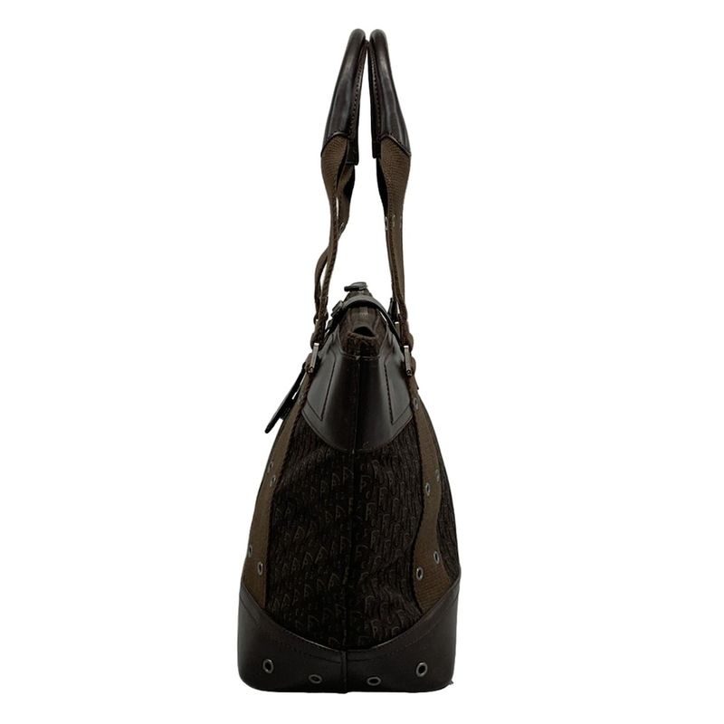 Dior/christian Dior Handbag Street Chic/trotter Dark Brown Leather