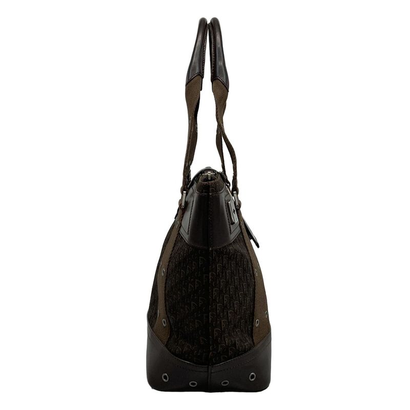 Dior/christian Dior Handbag Street Chic/trotter Dark Brown Leather