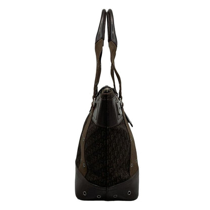 Dior/christian Dior Handbag Street Chic/trotter Dark Brown Leather