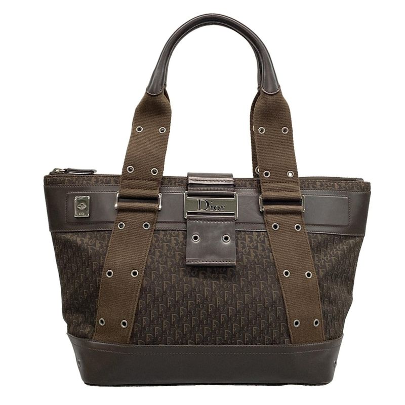 Dior/christian Dior Handbag Street Chic/trotter Dark Brown Leather