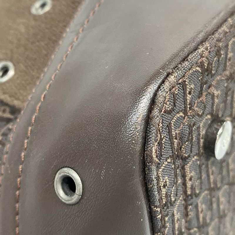 Dior/christian Dior Handbag Street Chic/trotter Dark Brown Leather