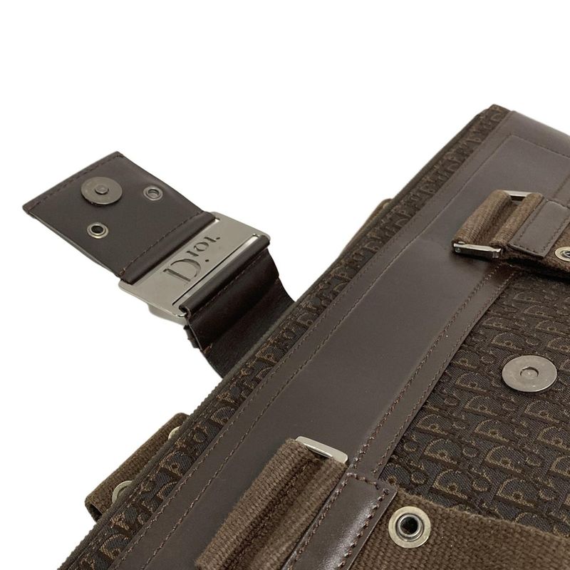 Dior/christian Dior Handbag Street Chic/trotter Dark Brown Leather