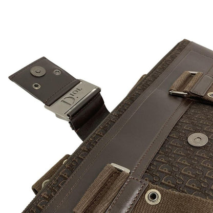 Dior/christian Dior Handbag Street Chic/trotter Dark Brown Leather