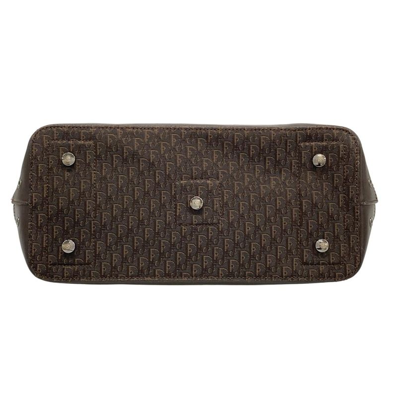 Dior/christian Dior Handbag Street Chic/trotter Dark Brown Leather