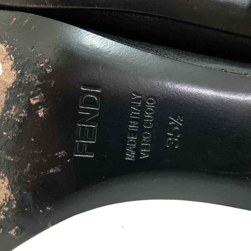 Fendi Leather Side Zip Pointed Toe Long Boots Size 35.5 Equivalent To 22.5cm