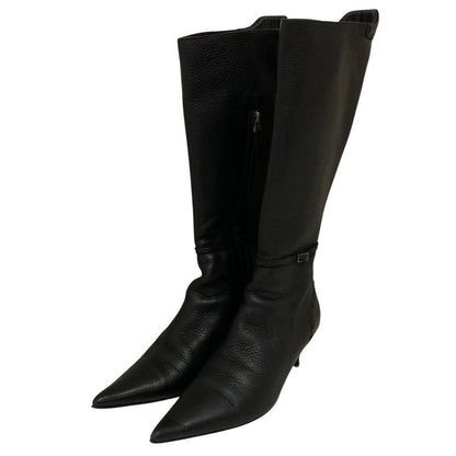 Fendi Leather Side Zip Pointed Toe Long Boots Size 35.5 Equivalent To 22.5cm