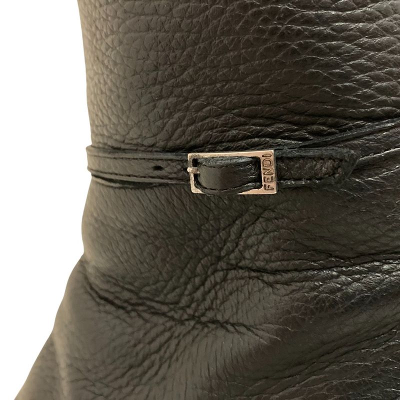 Fendi Leather Side Zip Pointed Toe Long Boots Size 35.5 Equivalent To 22.5cm