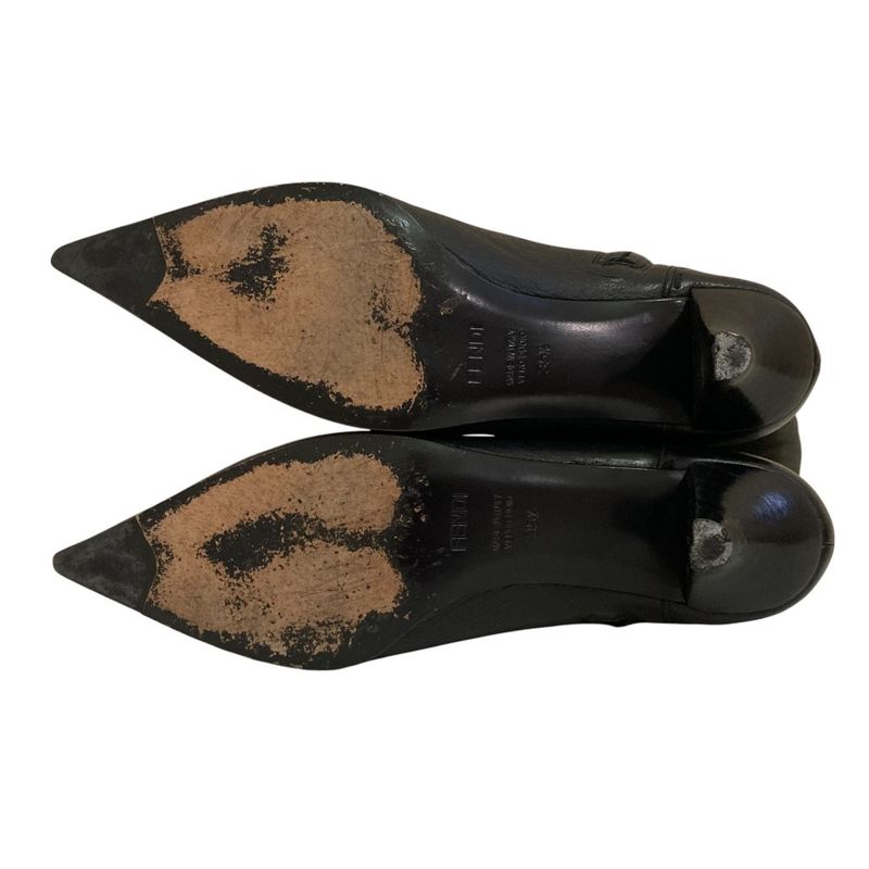 Fendi Leather Side Zip Pointed Toe Long Boots Size 35.5 Equivalent To 22.5cm