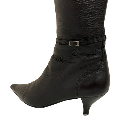 Fendi Leather Side Zip Pointed Toe Long Boots Size 35.5 Equivalent To 22.5cm