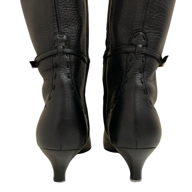 Fendi Leather Side Zip Pointed Toe Long Boots Size 35.5 Equivalent To 22.5cm