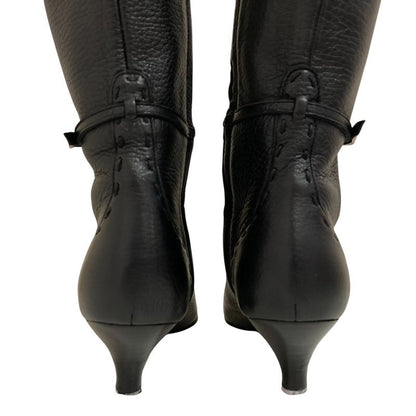 Fendi Leather Side Zip Pointed Toe Long Boots Size 35.5 Equivalent To 22.5cm