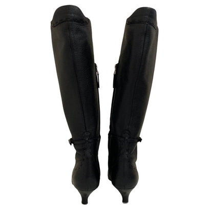 Fendi Leather Side Zip Pointed Toe Long Boots Size 35.5 Equivalent To 22.5cm